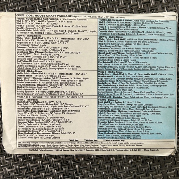 THREE Vintage Dollhouse Decor & Furniture Patterns VOGUE McCalls Simplicity NOS! - Picture 8 of 8